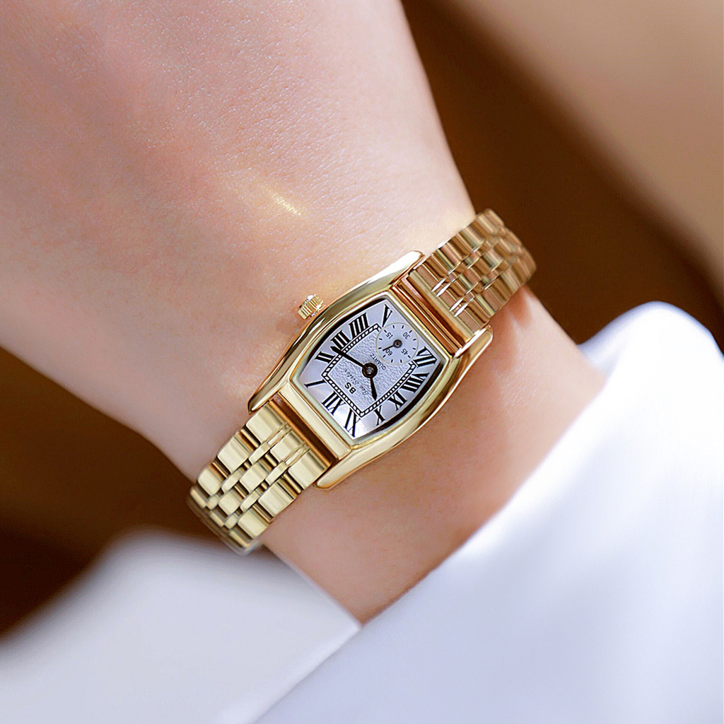 Luxury Watch With Leather Strap - ساعة نسائية من BS متعددة الاستخدامات