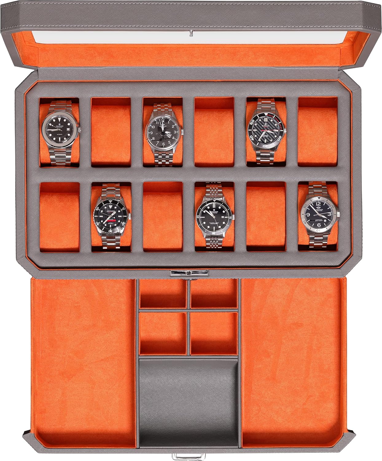 Luxury Watch Display Case - صندوق ساعات جلدي بـ 12 فتحة