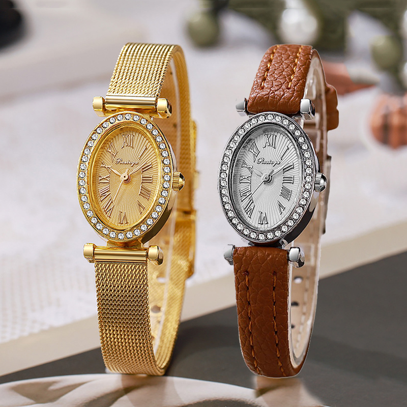 Luxury Watch With Leather Strap - ساعة فاخرة للنساء بتصميم أنيق وقرص
