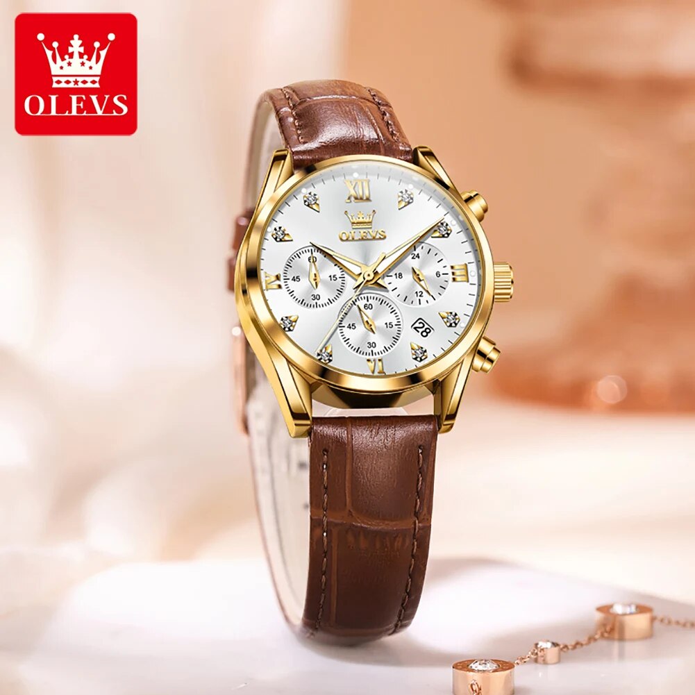 OLEVS 5523 ساعات نسائية حزام م - مراجعة Luxury Watch With Leather Strap وسعره