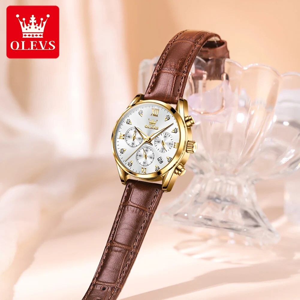 OLEVS 5523 ساعات نسائية حزام م - مراجعة Luxury Watch With Leather Strap وسعره