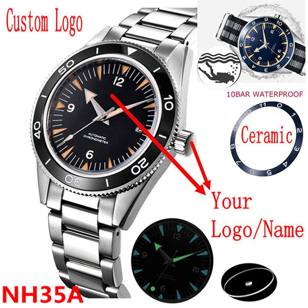 شعار مخصص NH35 ساعة يد تعمل با - مراجعة Luxury Watch Quality وسعره