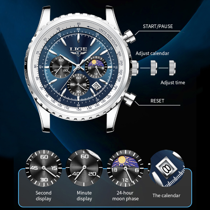 LIGE-ساعة كوارتز فاخرة للرجال  - مراجعة Luxury Watch Maker وسعره