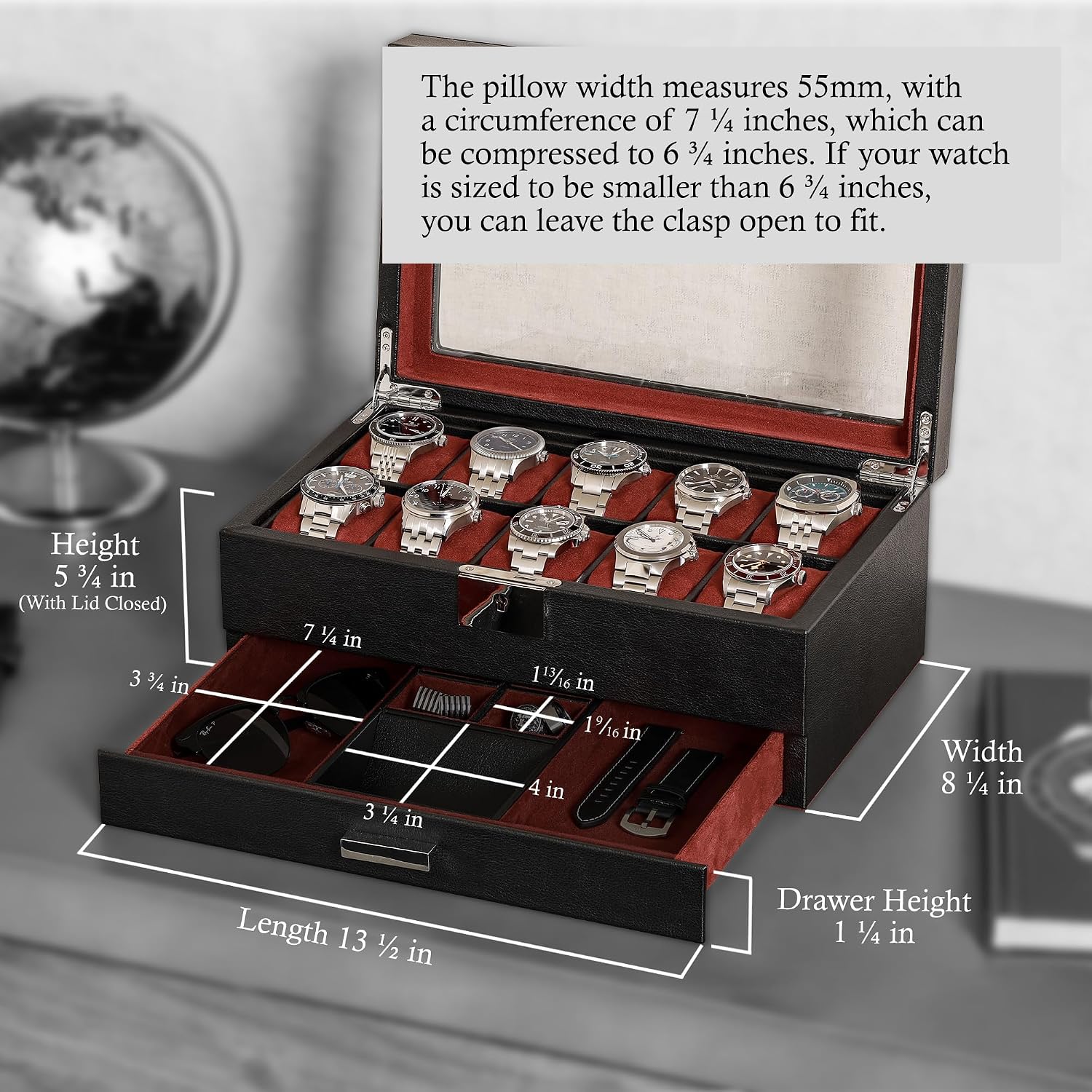 صندوق ساعات بـ 10 فتحات من الج - مراجعة Luxury Watch Display Case وسعره