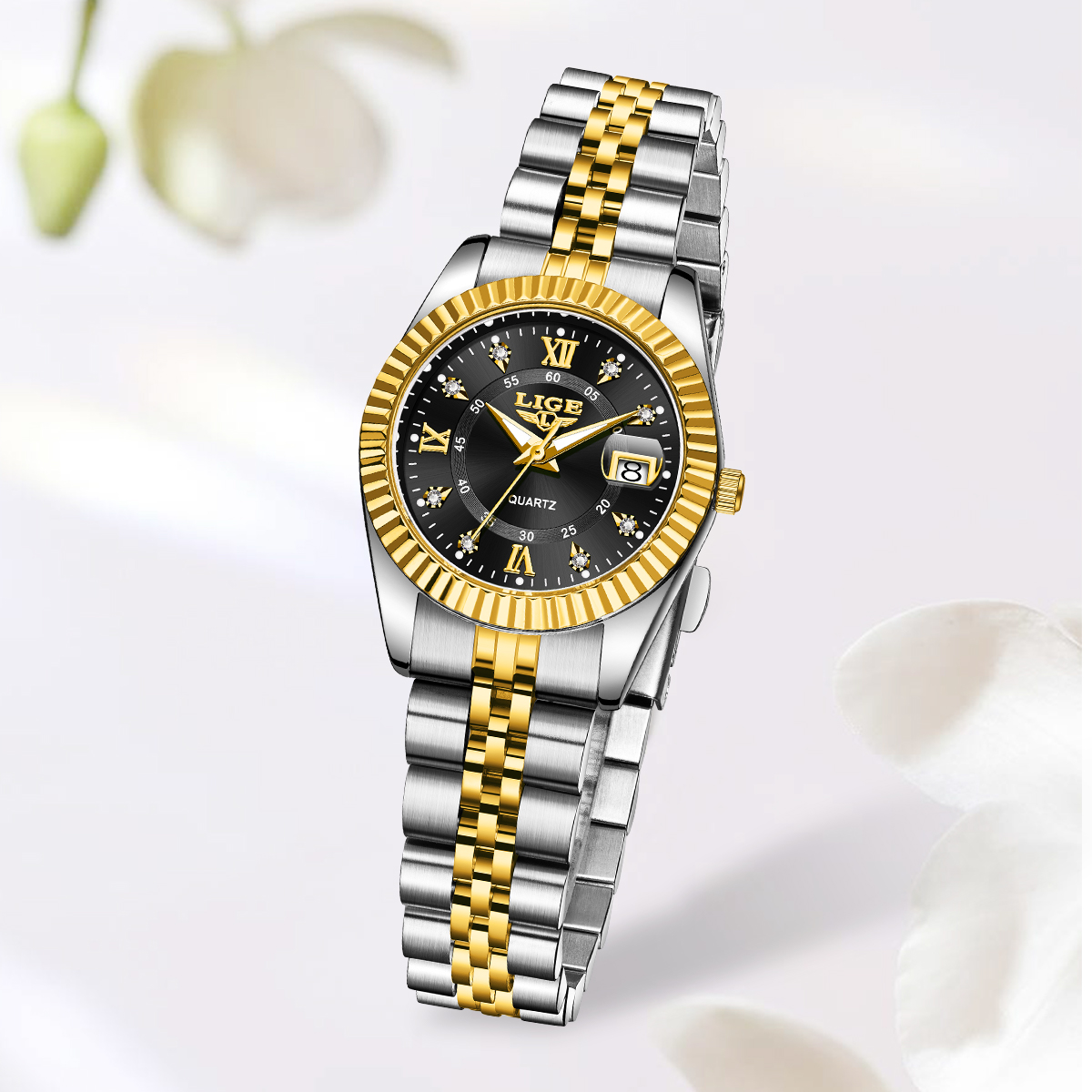 LIGE موضة أنيقة المرأة كوارتز  - مراجعة Luxury Watch Display Case وسعره