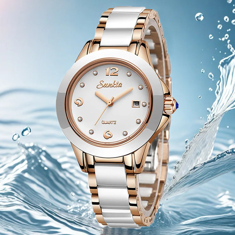 ساعة Sunkta كاجوال كوارتز نسائ - مراجعة Luxury Watch Diamond وسعره