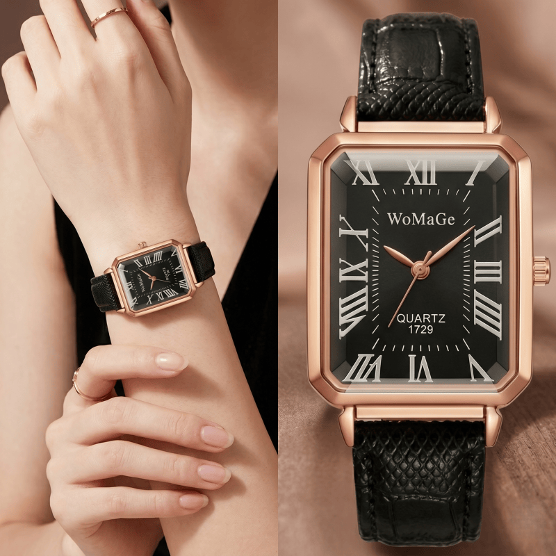 ساعات كوارتز مستطيلة الشكل للن - مراجعة Luxury Watch With Leather Strap وسعره