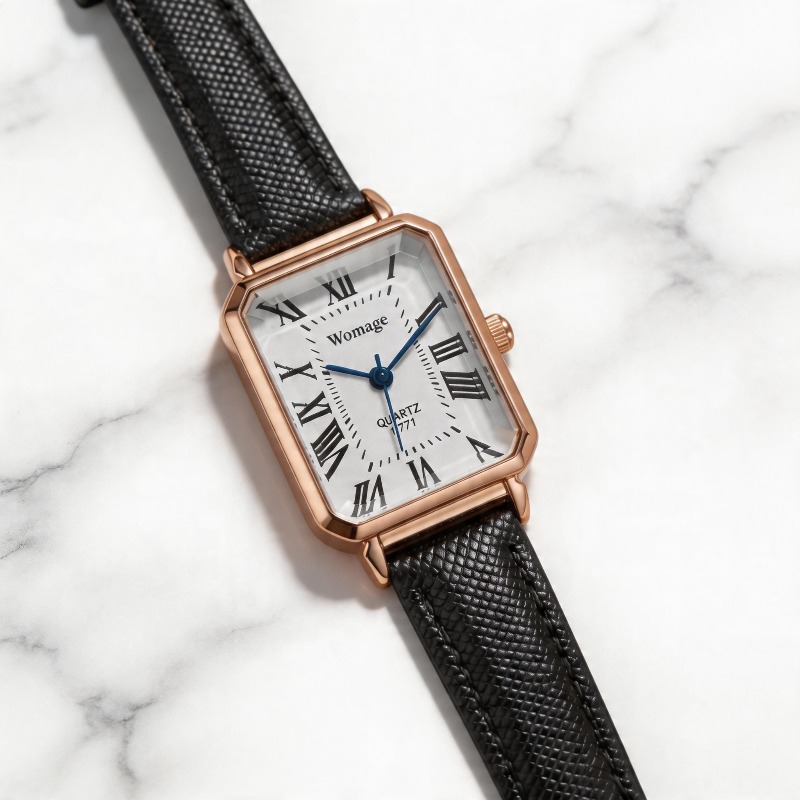 ساعات كوارتز مستطيلة الشكل للن - مراجعة Luxury Watch With Leather Strap وسعره
