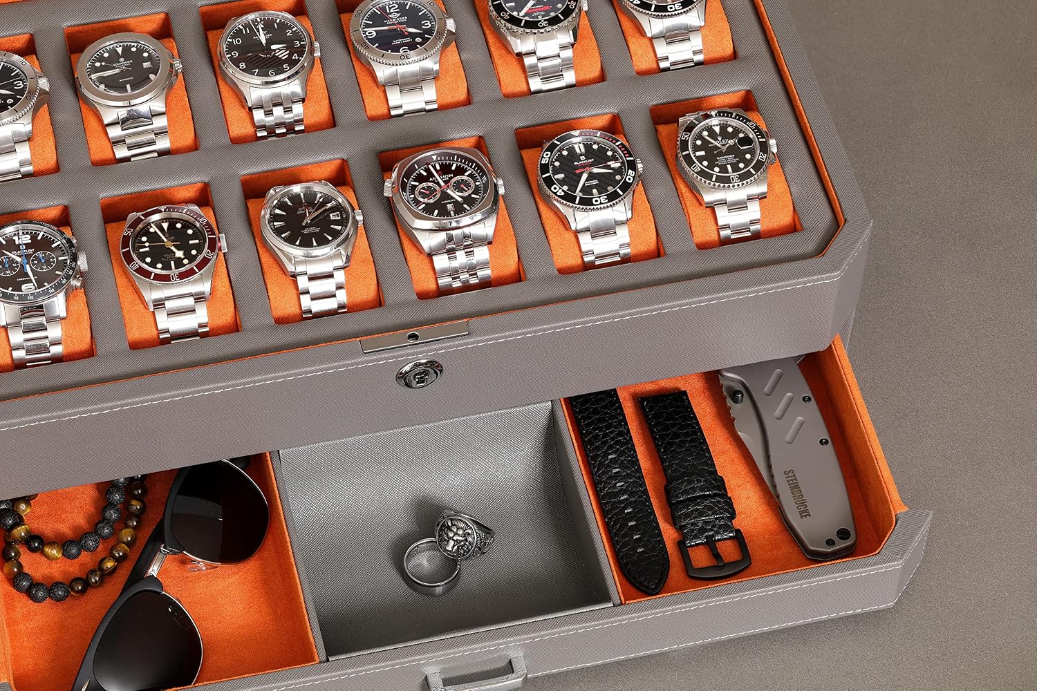 صندوق ساعات جلدي بـ 12 فتحة مع - مراجعة Luxury Watch Display Case وسعره