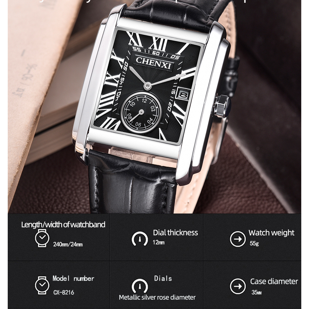 CHENXI 8216 موضة كلاسيكية مربع - مراجعة Luxury Watch Maker وسعره