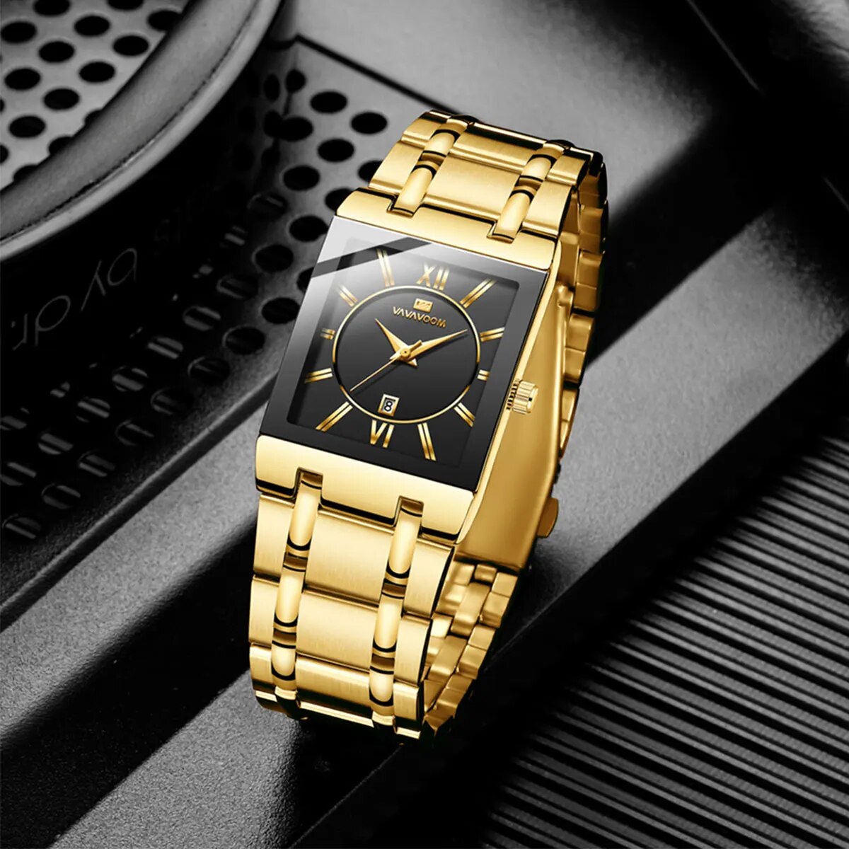 ساعة رجال الأعمال تصميم بسيط ف - مراجعة Luxury Watch Gold And Black وسعره