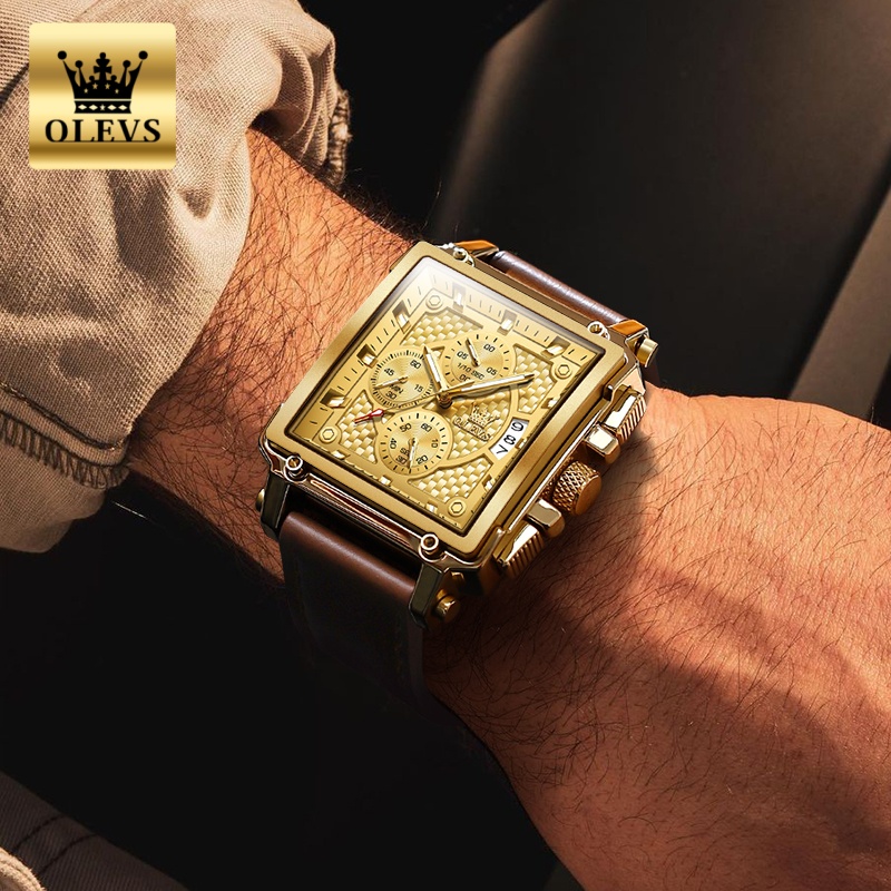 ساعات رجالية من ماركة OLEVS مق - مراجعة Luxury Watch With Leather Strap وسعره