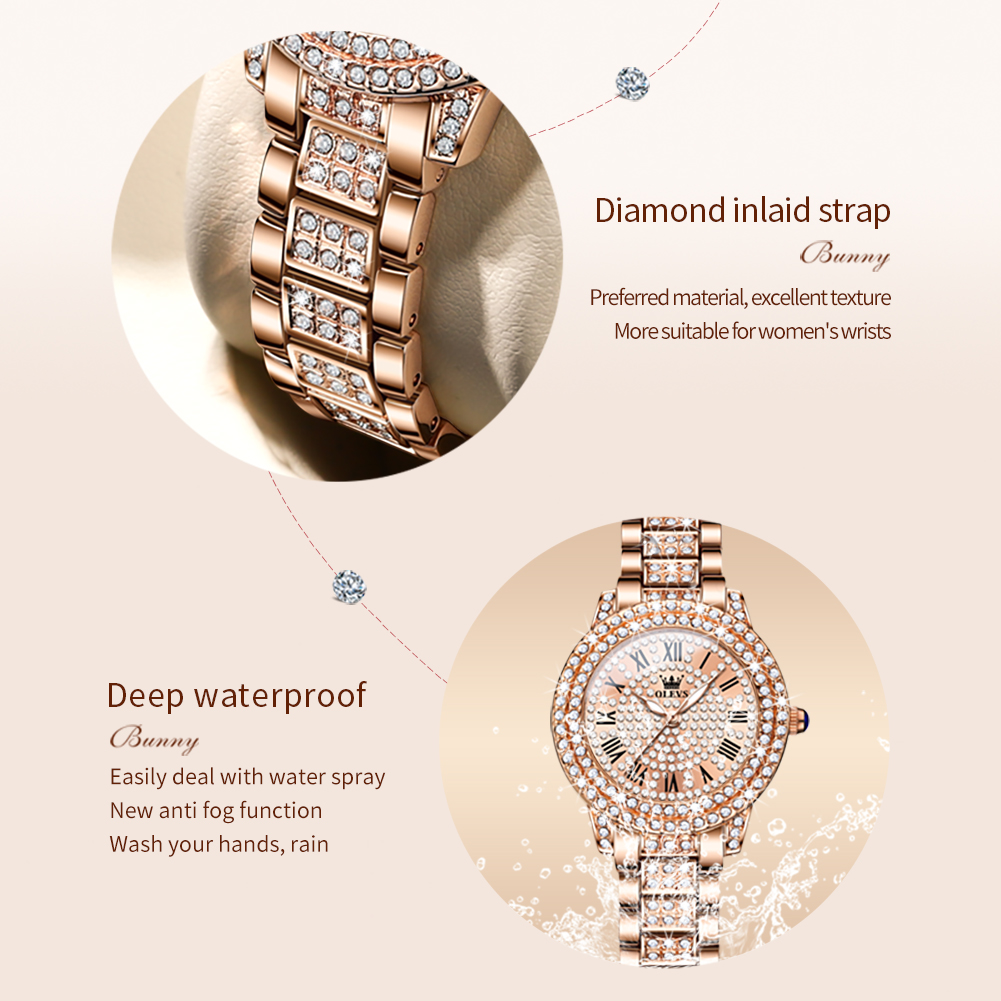 ساعة OLEVS 9943 كوارتز أصلية ف - مراجعة Luxury Watch Diamond وسعره
