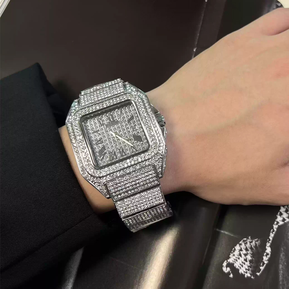 ساعة يد مربعة الشكل للرجال بال - مراجعة Luxury Watch Gold And Black وسعره